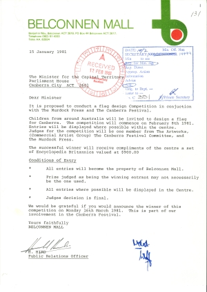 1981 Letter from the Belconnen Mall 