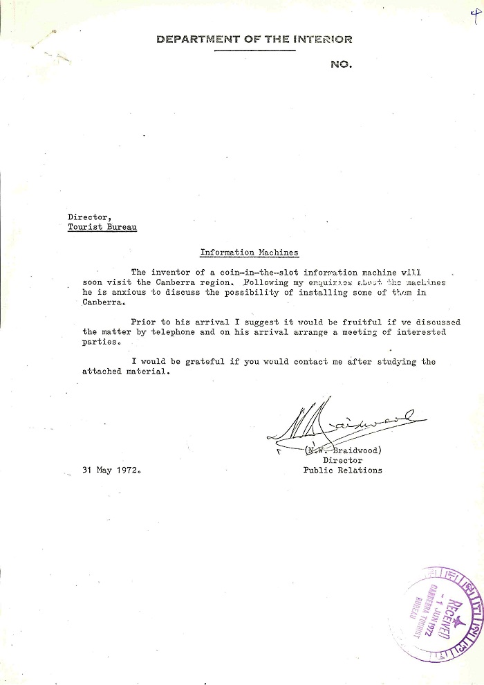 72/122 - Canberra Tourist Bureau - Information Machines - folio 4