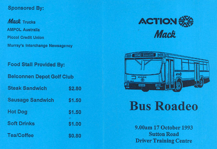 1993 ACTION MACK Bus Roadeo Programme Guide Cover
