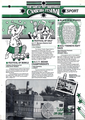 1983 Canberra Festival program sports page