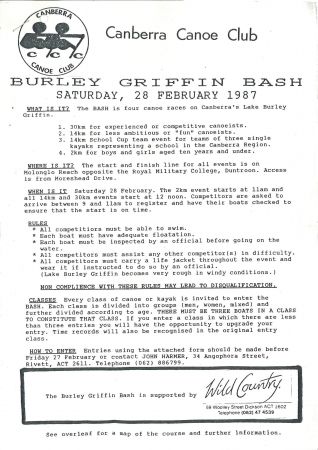 Burley Griffin Bash - brochure and map