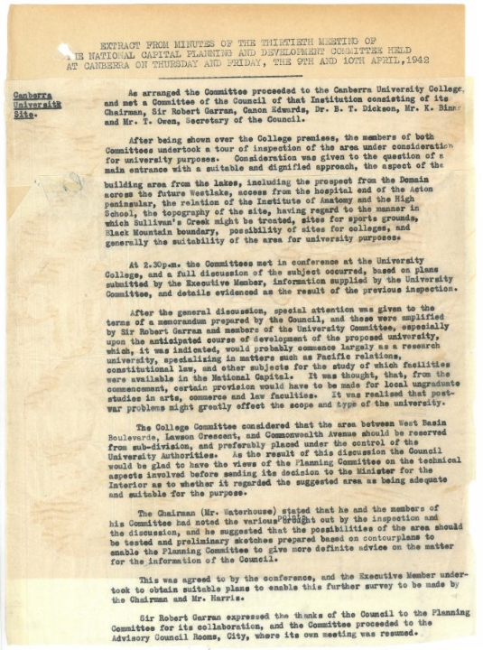 Minutes from the NCPDC Meeting dated 1942