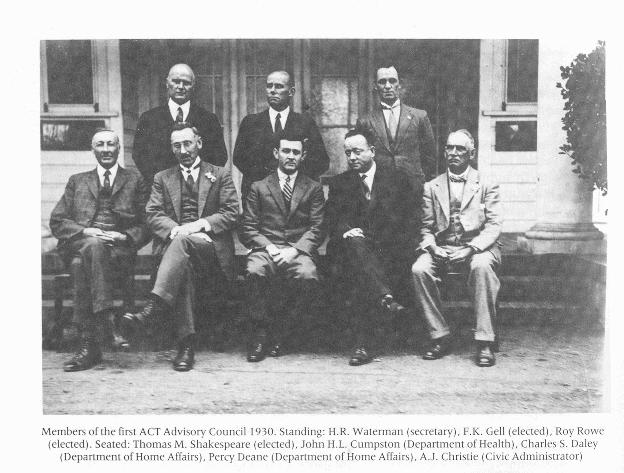 Members of the first Canberra Advisory Council 1930 from Canberra 1913-1953 by Jim Gibbney (page 162)