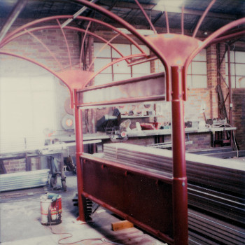Prototype NCDC alternative bus shelter under construction 1