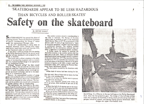 Fig 5. Newspaper clipping from The Canberra Times 5th November 1980. 80/2719 page 175.