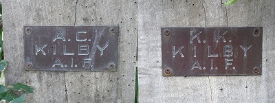 Plaques for Athol and Keith Kilby at the Hall War Memorial