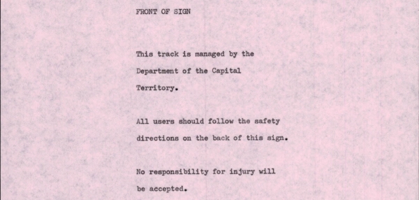 Fig 6. Draft text for a sign to be installed at a skate park. 80/2719 page 188.