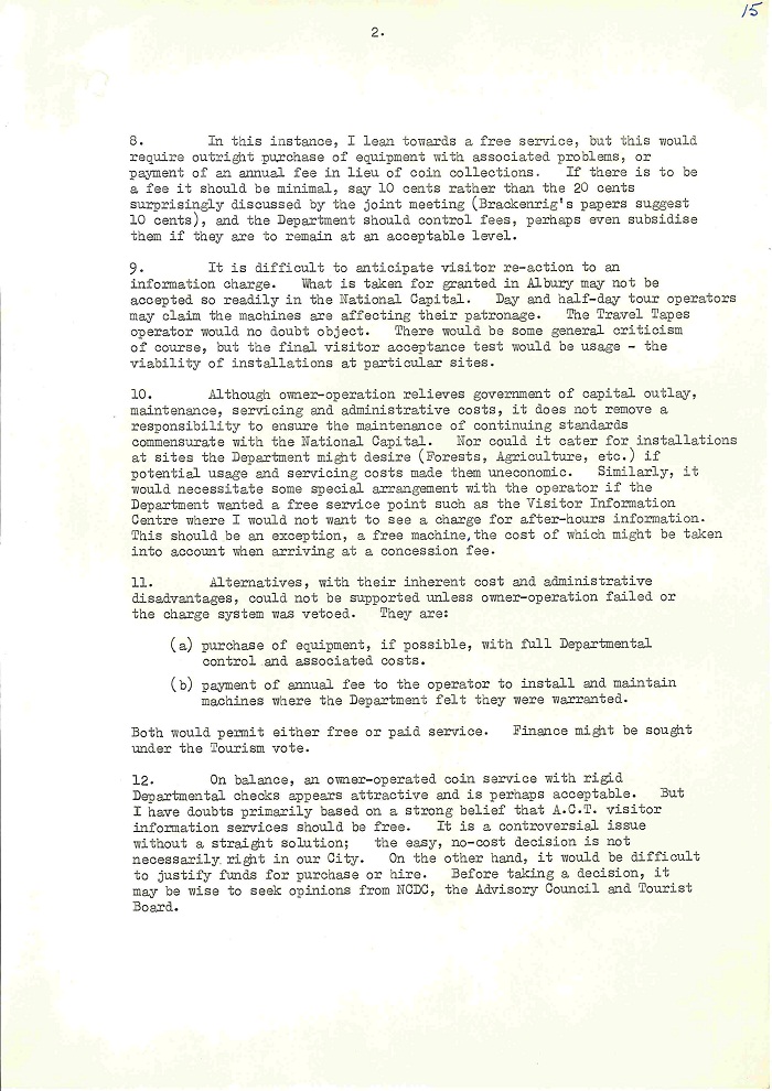72/122 - Canberra Tourist Bureau - Information Machines - folio 15