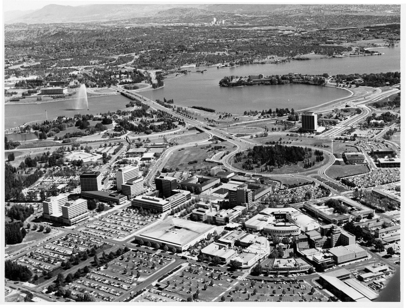 Aerial View - National Area Central Canberra looking towards National Library
