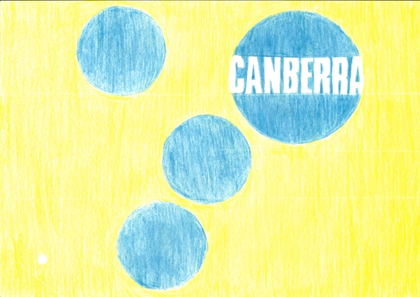 Flag design by Mandy Renolds of Watson, aged 15. This design was the winner of the Belconnen Mall flag design competition in 1981