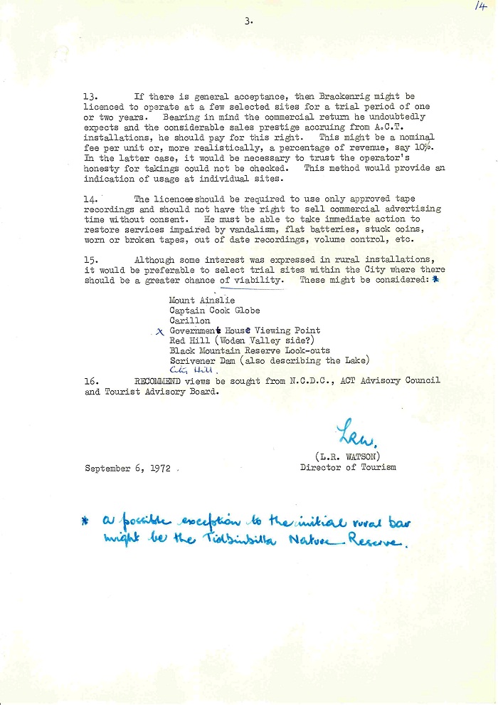 72/122 - Canberra Tourist Bureau - Information Machines - folio 14