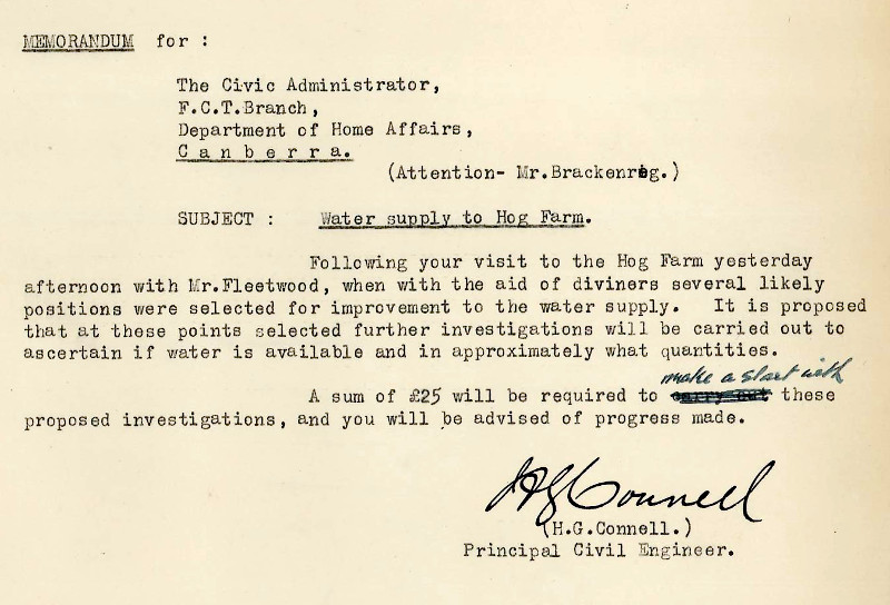 Memo from Principal Engineer, H.G. Connell to Brackenreg dated the 11th March 1931