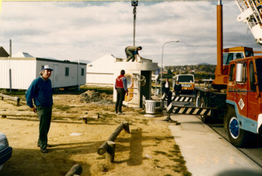 Installation of concrete bus shelter at Erindale 3