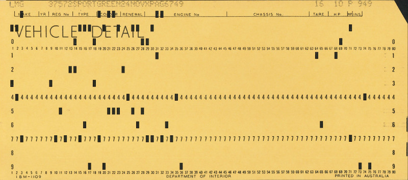 Example punched card