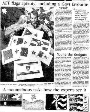 Newspaper article ACT flags aplenty, including a Govt favourite - The Canberra Times