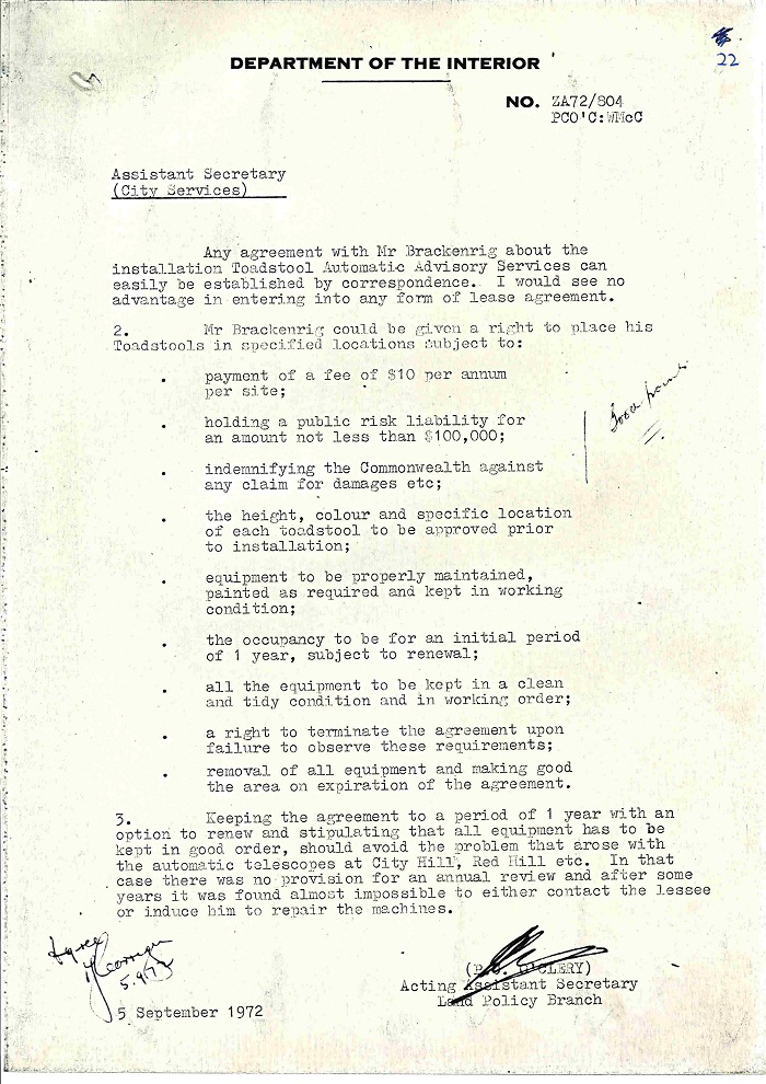 72/122 - Canberra Tourist Bureau - Information Machines - folio 22