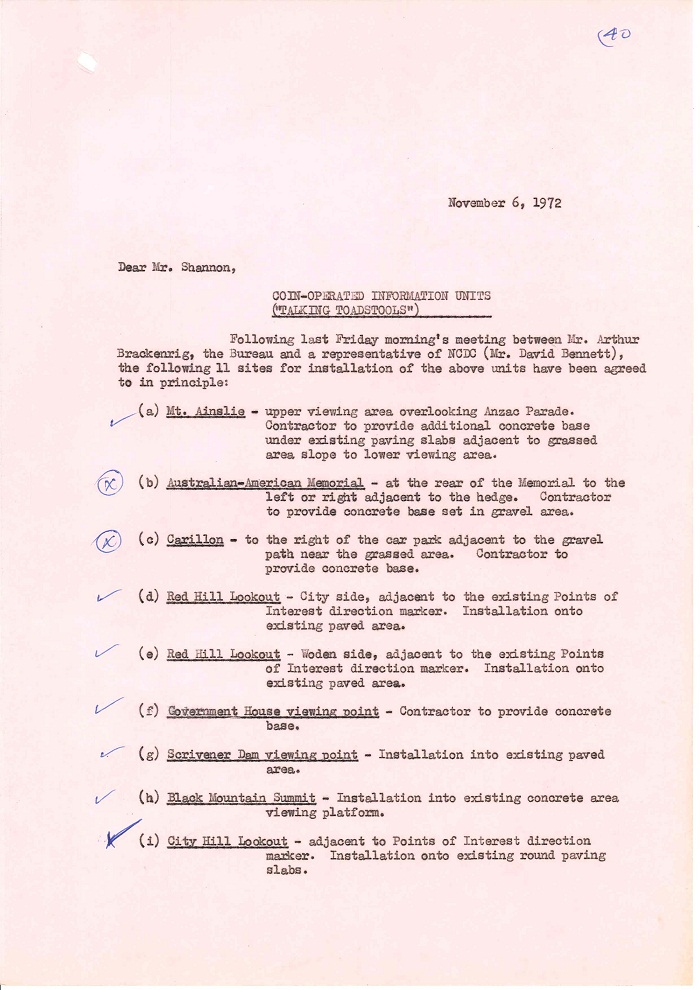 72/122 - Canberra Tourist Bureau - Information Machines - folio 40
