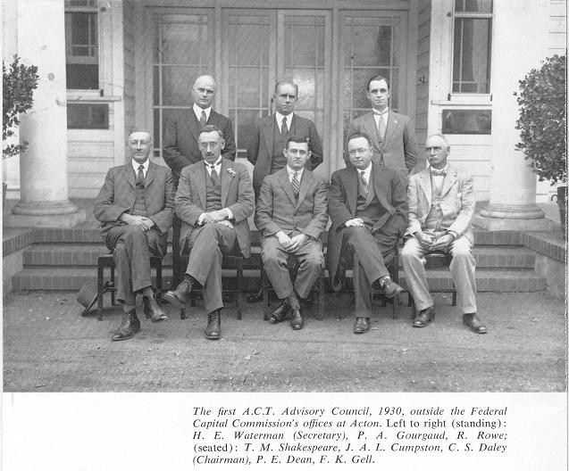 First ACT Advisory Council, 1930 from Australian Capital Territory Advisory Council ; Annual Report 1964-1965 (page 2)