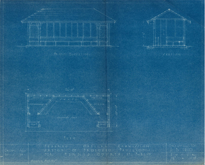1929 plan of the proposed &pound;150 pavilion for the Reid Tennis Courts