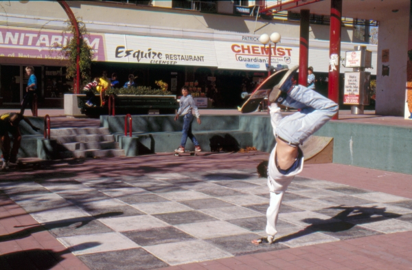 Fig 1. Skateboarding in Garema Place, 1980s. ACT3/4034.