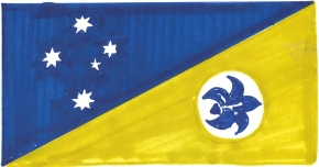 A blue and gold flag by an unknown designer