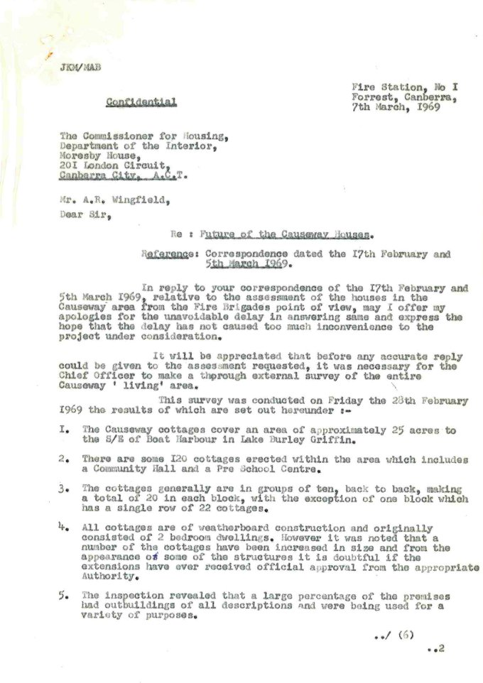 Memo from Chief Fire Officer to Commissioner for Housing - 07/03/1969 - page 1