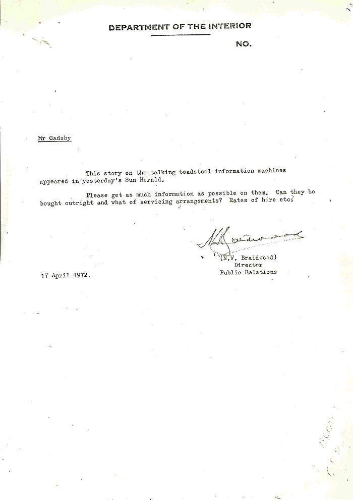 72/122 - Canberra Tourist Bureau - Information Machines - folio 2
