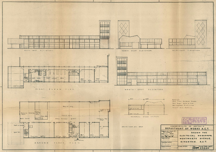 Plan No. A.C.T. 23200 of proposed electrical workshop at Kingston Plan No. A.C.T. 23200 of proposed electrical workshop at Kingston