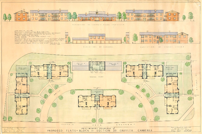 1941 plan of proposed flats on Block 11 Section 39 Griffith