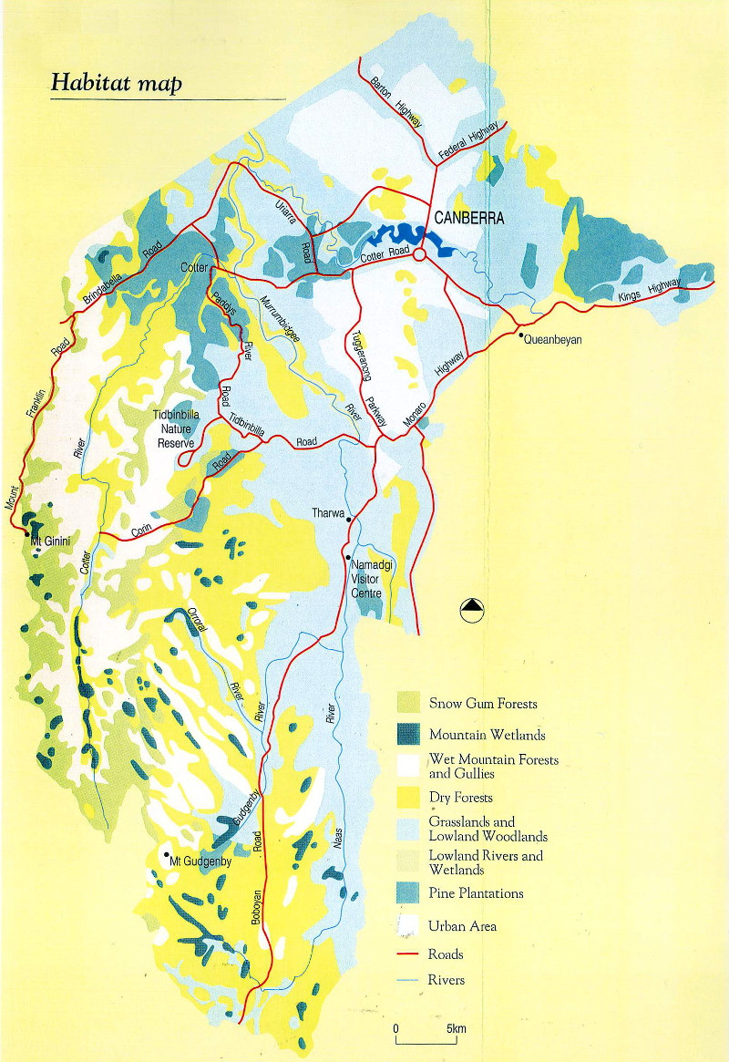 Map of ACT habitats