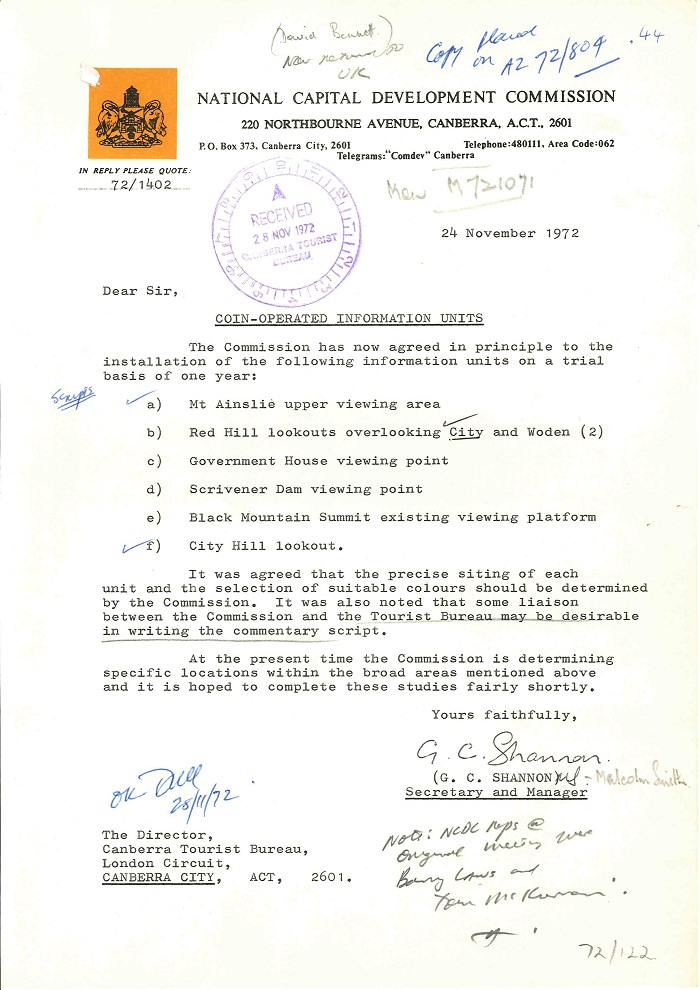 72/122 - Canberra Tourist Bureau - Information Machines - folio 44