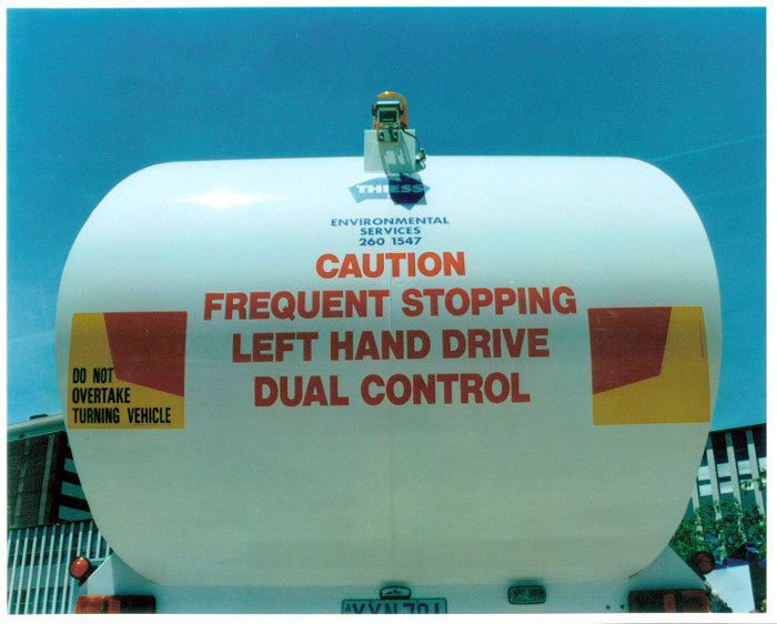 Rear of garbage Thiess truck