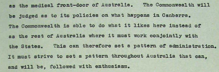 Figs. 6-7. Extracts from Earle Page's speech to the Canberra Community Hospital Board, Jan 1950