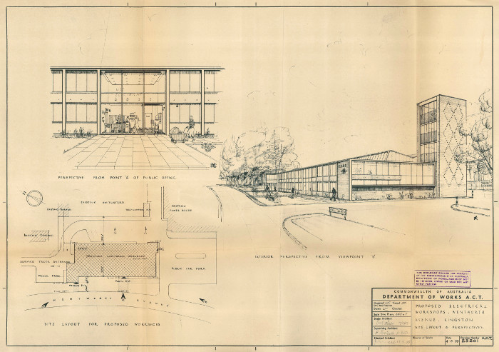 Plan No. A.C.T. 23201 of proposed electrical workshop at Kingston Plan No. A.C.T. 23201 of proposed electrical workshop at Kingston