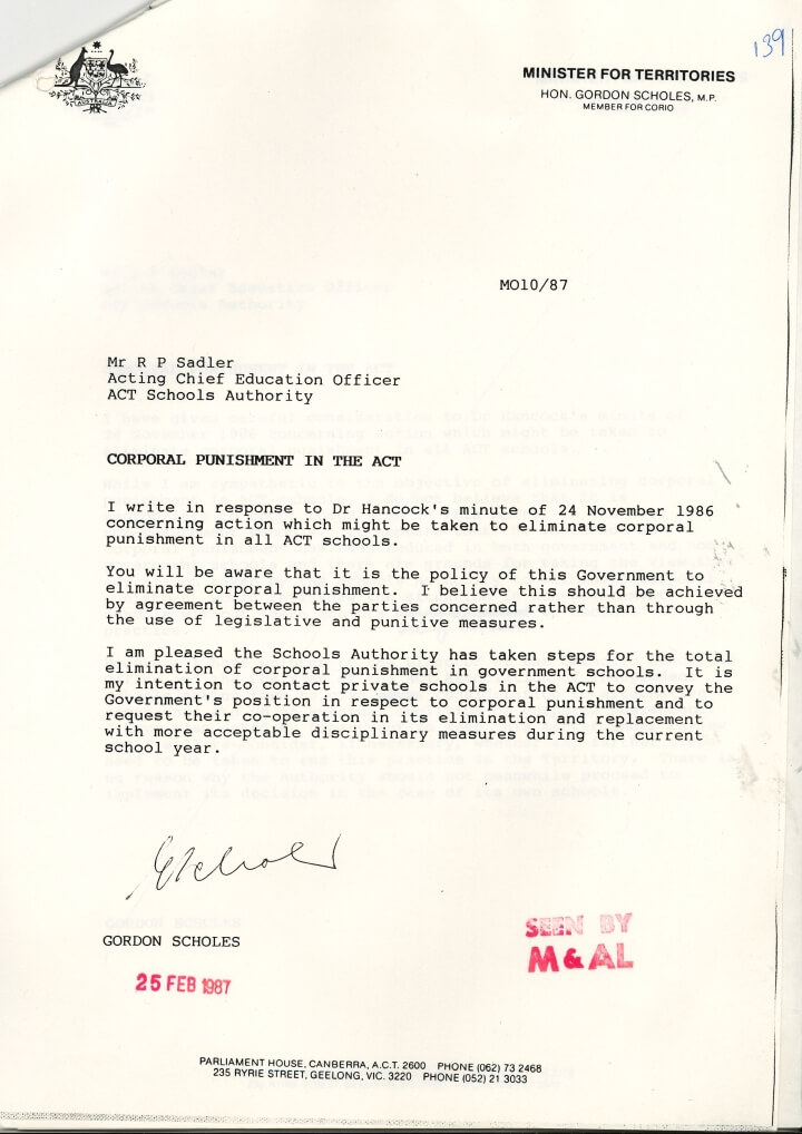 Letter from Gordon Scholes